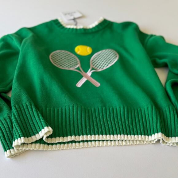 nwt Vintage Style Embroidered Racket Crewneck Sweater - Picture 3 of 8